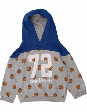 All Season ADIDAS Baby Boys Graphic Hoodie Jumper 12-18 Months Grey Spotted Cotton