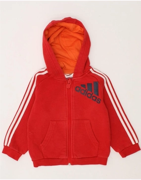 ADIDAS Baby Boys Graphic Hoodie Jumper 18-24 Months Red Cotton Relaxed Comforted MachineWashable Fabric