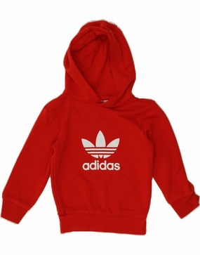 ADIDAS Baby Boys Graphic Hoodie Jumper 18-24 Months Red Cotton Stay Warm