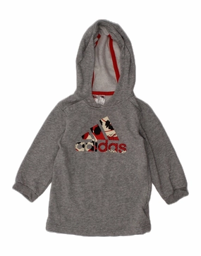 ADIDAS Baby Boys Graphic Hoodie Jumper 9-12 Months Grey Cotton Wrinkle Resistant