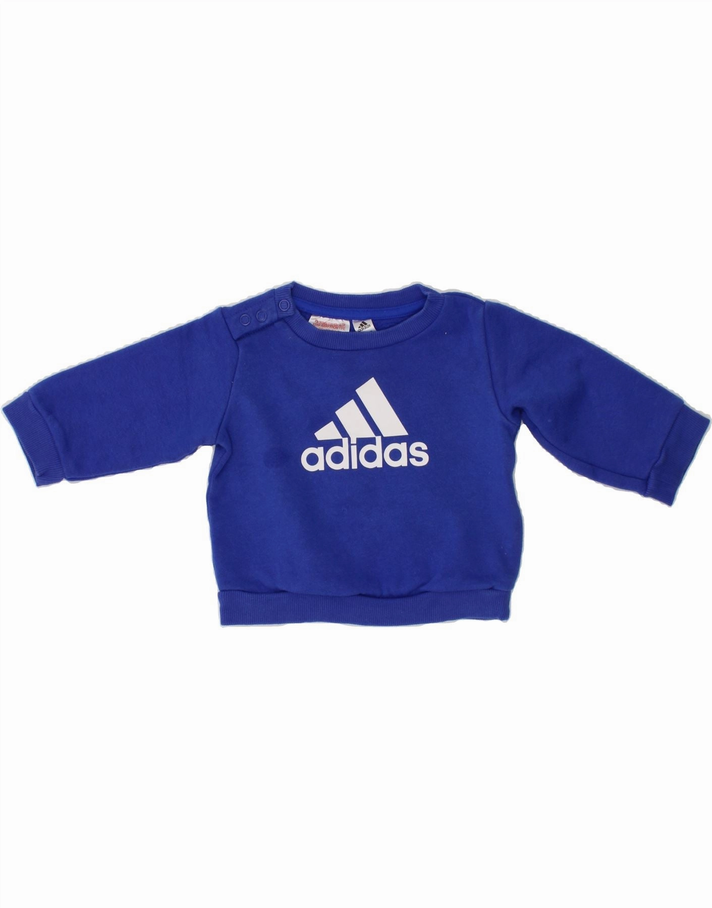 ADIDAS Baby Boys Graphic Sweatshirt Jumper 0-3 Months Blue Cotton Cold Daywear