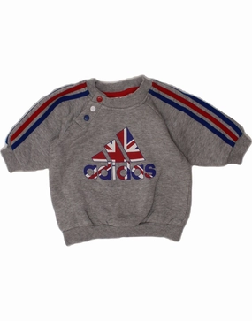 Outdoor Style ADIDAS Baby Boys Graphic Sweatshirt Jumper 0-3 Months Grey Cotton