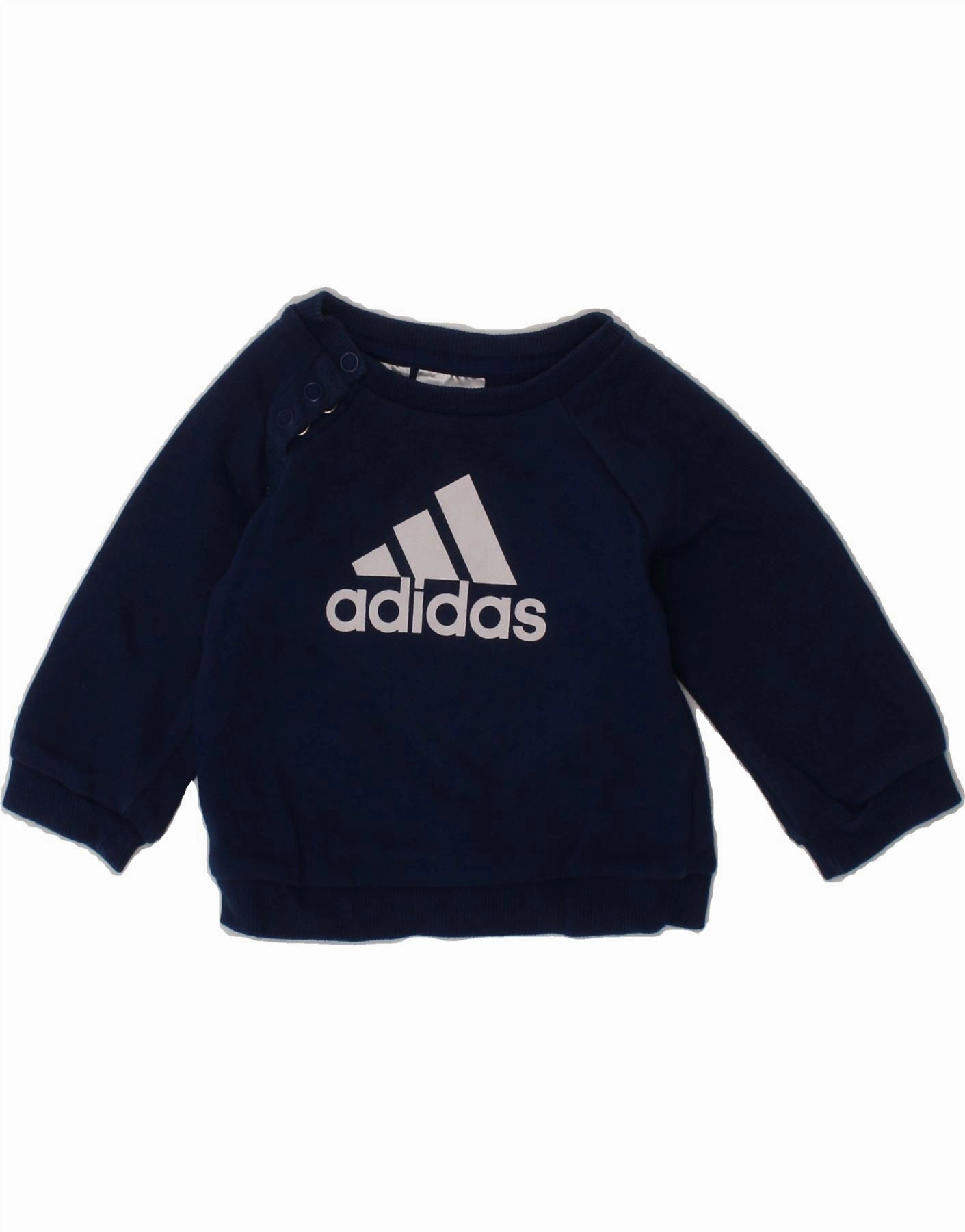 ADIDAS Baby Boys Graphic Sweatshirt Jumper 0-3 Months Navy Blue Cotton Lightweight Form Lattice Ventilation Weave