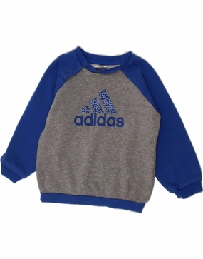 ADIDAS Baby Boys Graphic Sweatshirt Jumper 12-18 Months Grey Colourblock Thermal Air Pocket Snug feel