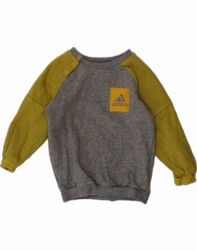 ADIDAS Baby Boys Graphic Sweatshirt Jumper 12-18 Months Grey Colourblock Home Layer SoftTouch Material