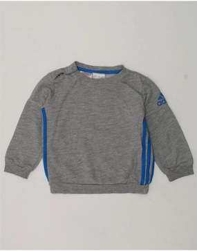LowCarbon Footprint Textile ADIDAS Baby Boys Graphic Sweatshirt Jumper 12-18 Months Grey Cotton