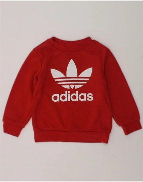 ADIDAS Baby Boys Graphic Sweatshirt Jumper 12-18 Months Red Street Warmth