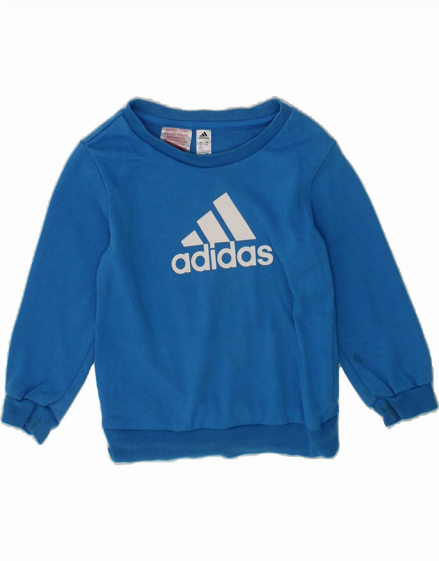 Morning Wear Brushed Inner Lining ADIDAS Baby Boys Graphic Sweatshirt Jumper 18-24 Months Blue Cotton