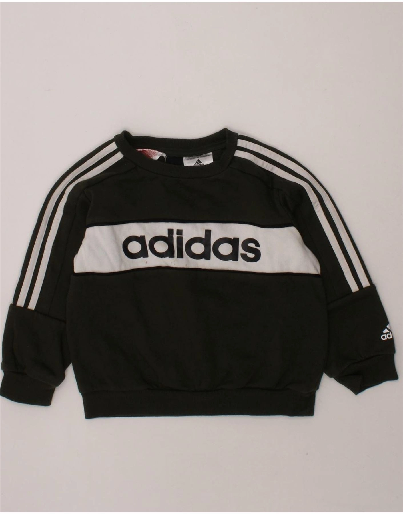 Stylish Comfort ADIDAS Baby Boys Graphic Sweatshirt Jumper 18-24 Months Khaki Cotton