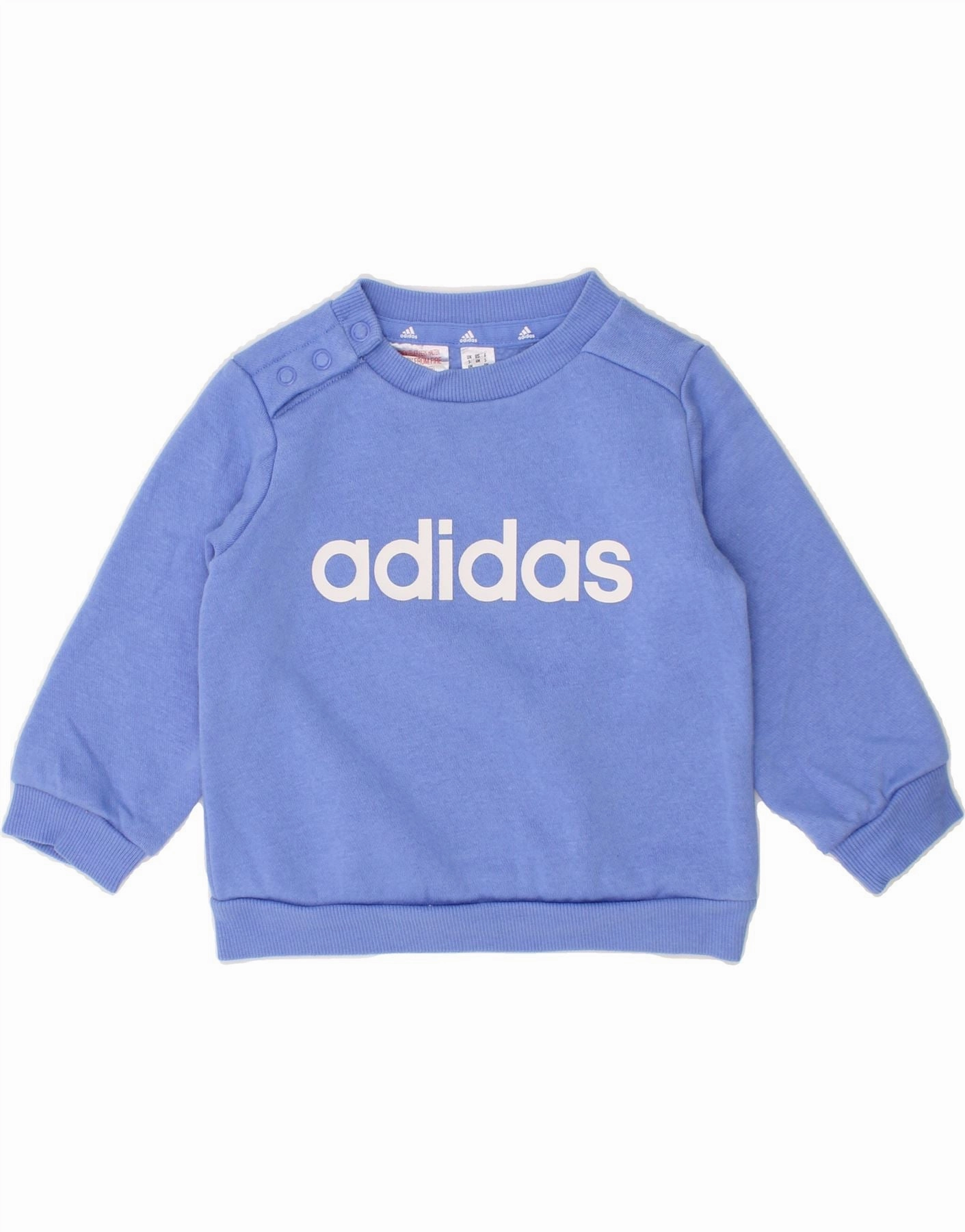 Layered Knit Structure ADIDAS Baby Boys Graphic Sweatshirt Jumper 3-6 Months Blue Cotton