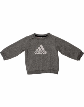 ADIDAS Baby Boys Graphic Sweatshirt Jumper 6-9 Months Grey Cotton Bamboo Fiber Composition FourWay Stretch