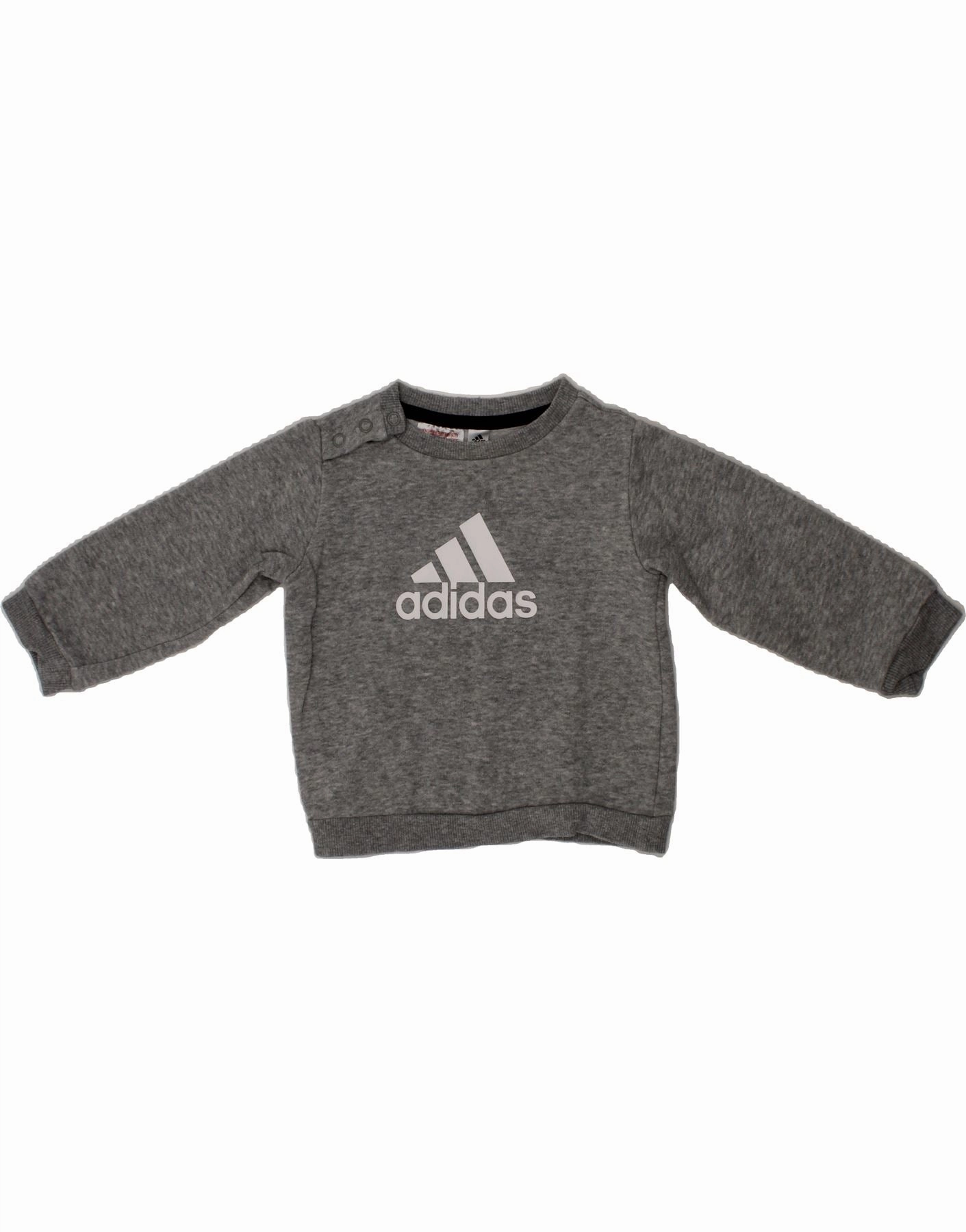 ADIDAS Baby Boys Graphic Sweatshirt Jumper 6-9 Months Grey Cotton Bamboo Fiber Composition FourWay Stretch