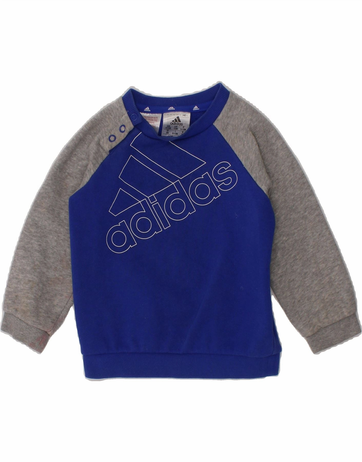 Smart Casual Flexible Layer ADIDAS Baby Boys Graphic Sweatshirt Jumper 9-12 Months Blue Colourblock