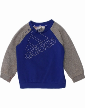 Smart Casual Flexible Layer ADIDAS Baby Boys Graphic Sweatshirt Jumper 9-12 Months Blue Colourblock