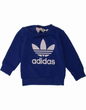 ADIDAS Baby Boys Graphic Sweatshirt Jumper 9-12 Months Blue Cotton Compression Knit Support