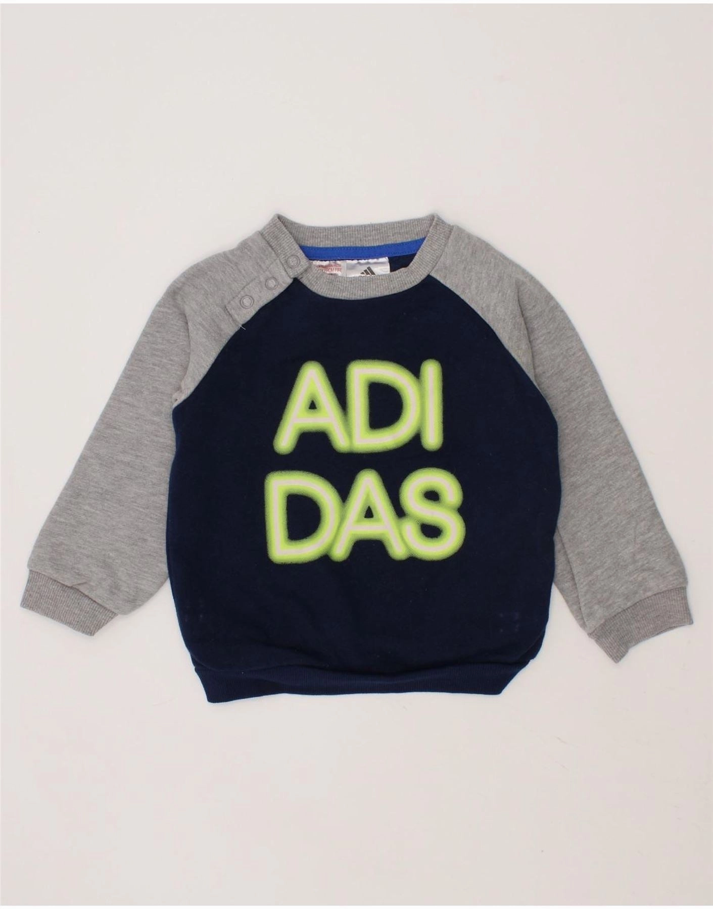 ADIDAS Baby Boys Graphic Sweatshirt Jumper 9-12 Months Navy Blue MoistureWicking Technology Travel Comfort