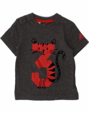 ADIDAS Baby Boys Graphic T-Shirt Top 12-18 Months Grey Cotton Classic Look Work Appropriate