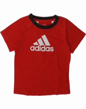 Embroidered Detail ADIDAS Baby Boys Graphic T-Shirt Top 12-18 Months Red Cotton