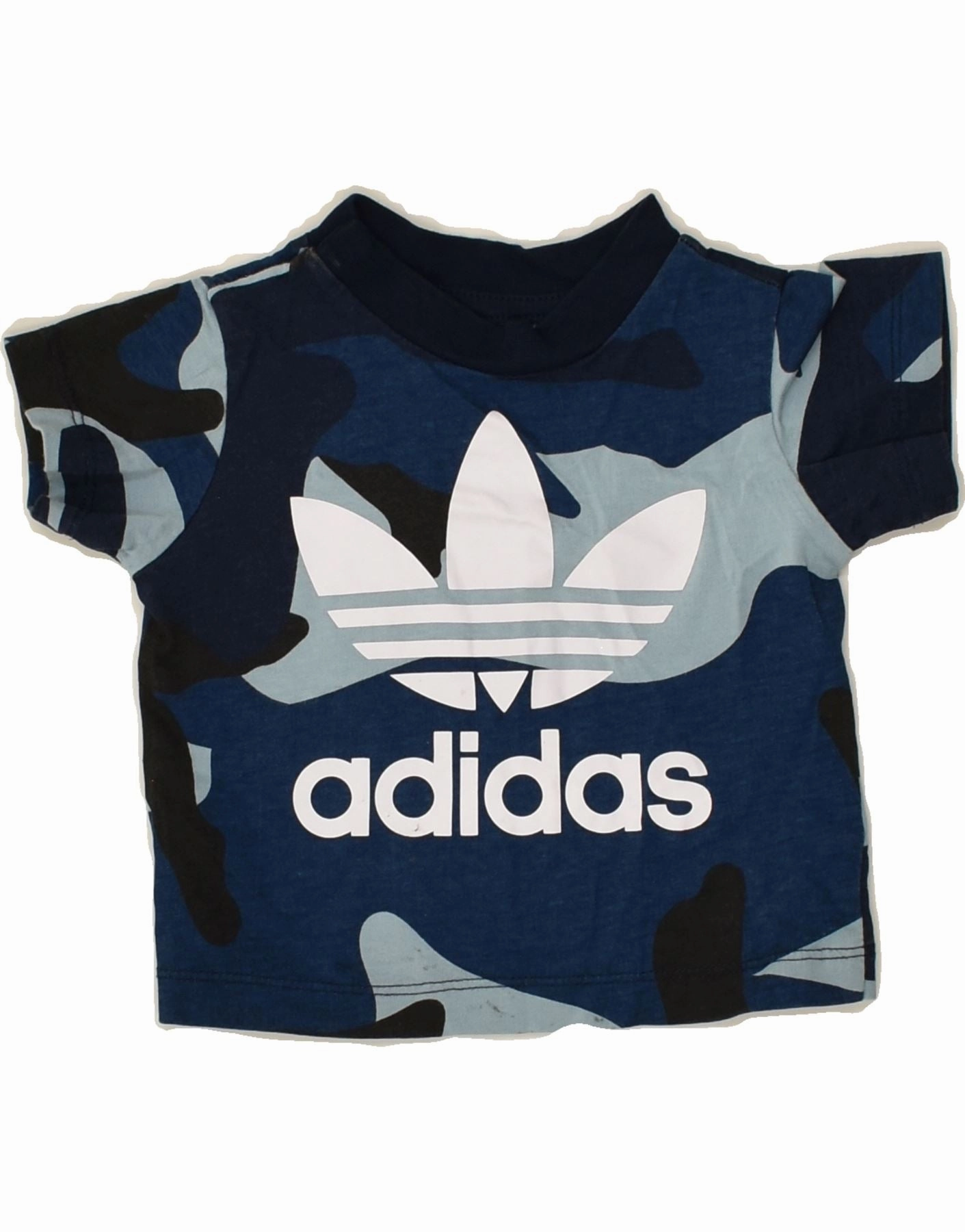 ADIDAS Baby Boys Graphic T-Shirt Top 3-6 Months Blue Camouflage Cotton Eco Friendly Dye