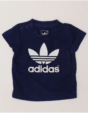ADIDAS Baby Boys Graphic T-Shirt Top 3-6 Months Navy Blue Cotton Low Maintenance Versatile Style
