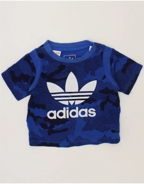 ADIDAS Baby Boys Graphic T-Shirt Top 6-9 Months Blue Camouflage Cotton Daytime Look
