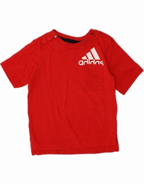 ADIDAS Baby Boys Graphic T-Shirt Top 9-12 Months Red Corporate Wear Breathable Underarm Vents