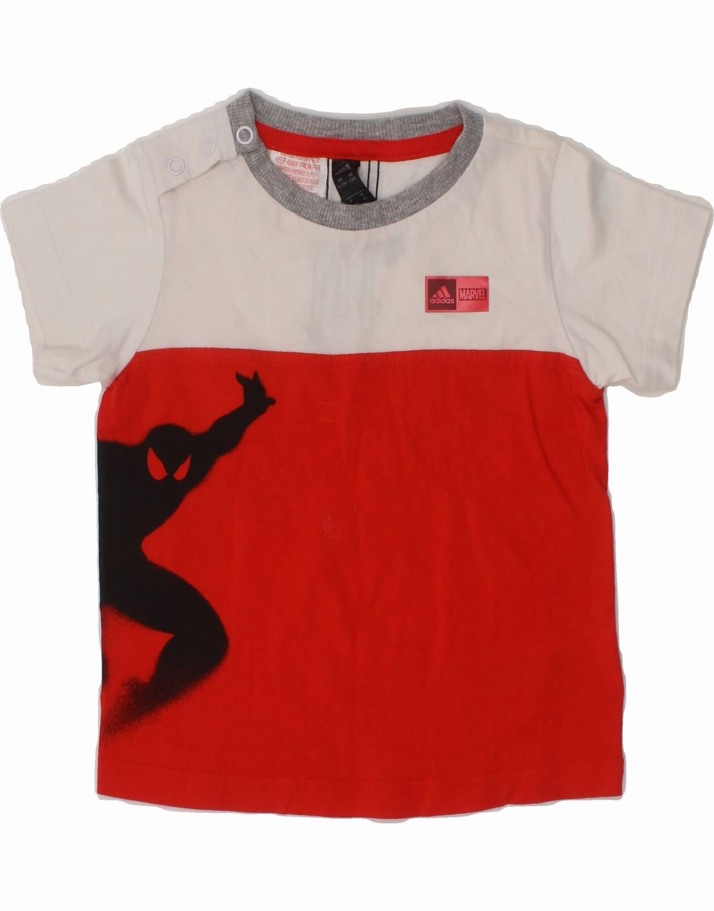 ADIDAS Baby Boys Graphic T-Shirt Top 9-12 Months Red Colourblock Cotton Lightweight Layer