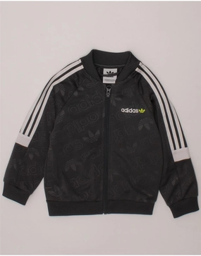 ADIDAS Baby Boys Graphic Tracksuit Top Jacket 18-24 Months Black Polyester Layer Versatility