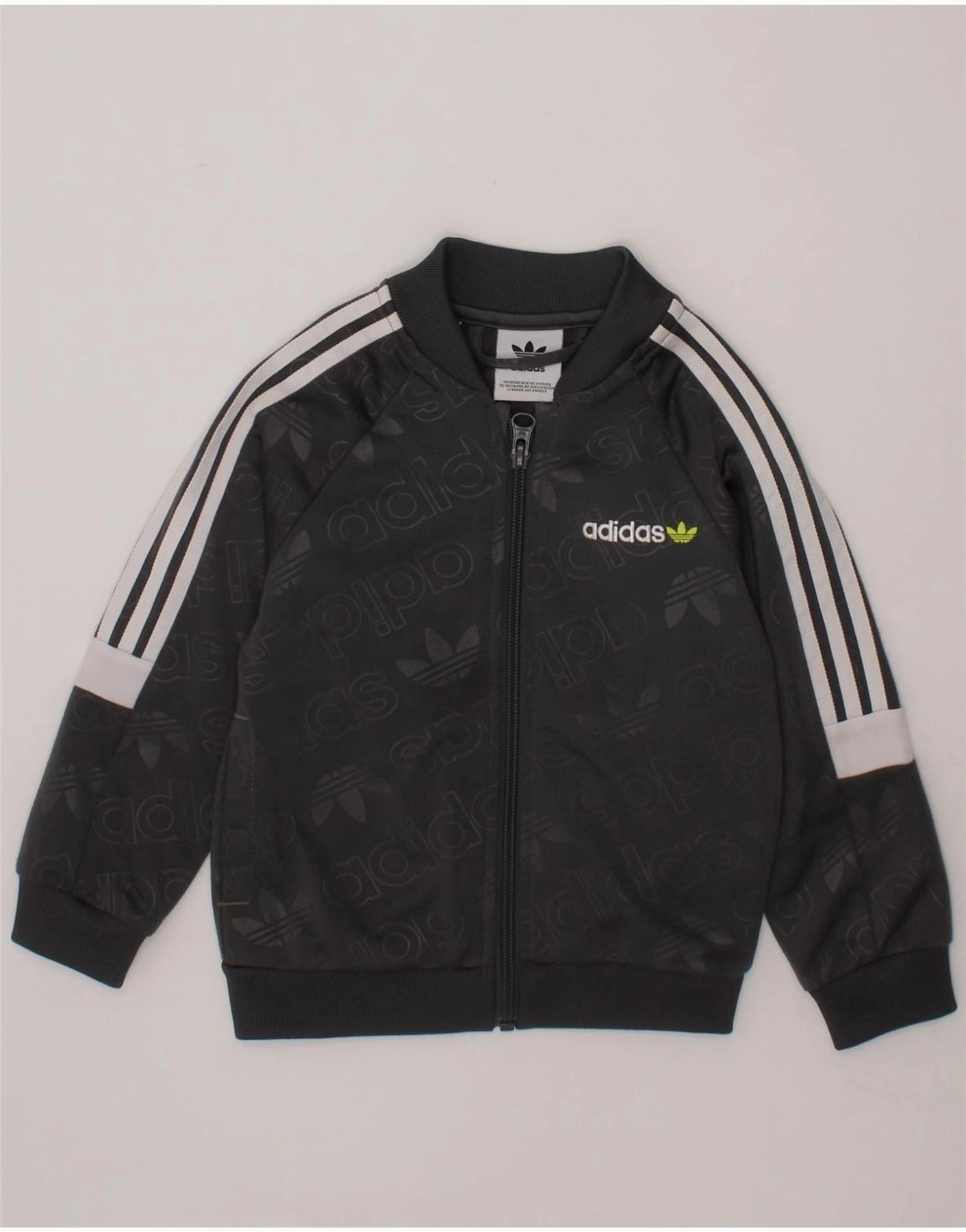 ADIDAS Baby Boys Graphic Tracksuit Top Jacket 18-24 Months Black Polyester Layer Versatility