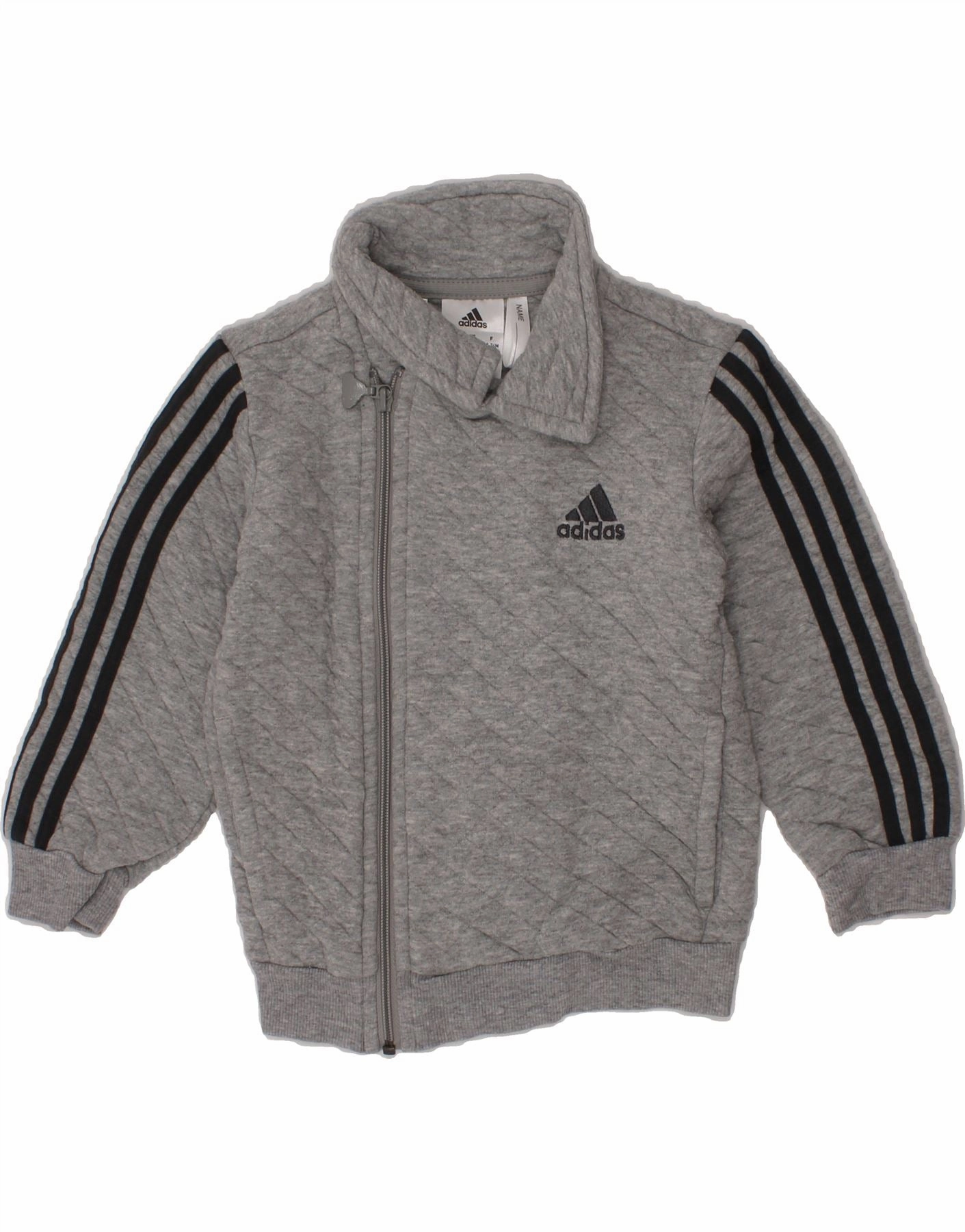 ADIDAS Baby Boys Graphic Tracksuit Top Jacket 18-24 Months Grey Cotton Loose-fit Base Warmth