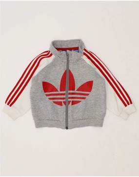 tall size ADIDAS Baby Boys Graphic Tracksuit Top Jacket 3-6 Months Grey Colourblock