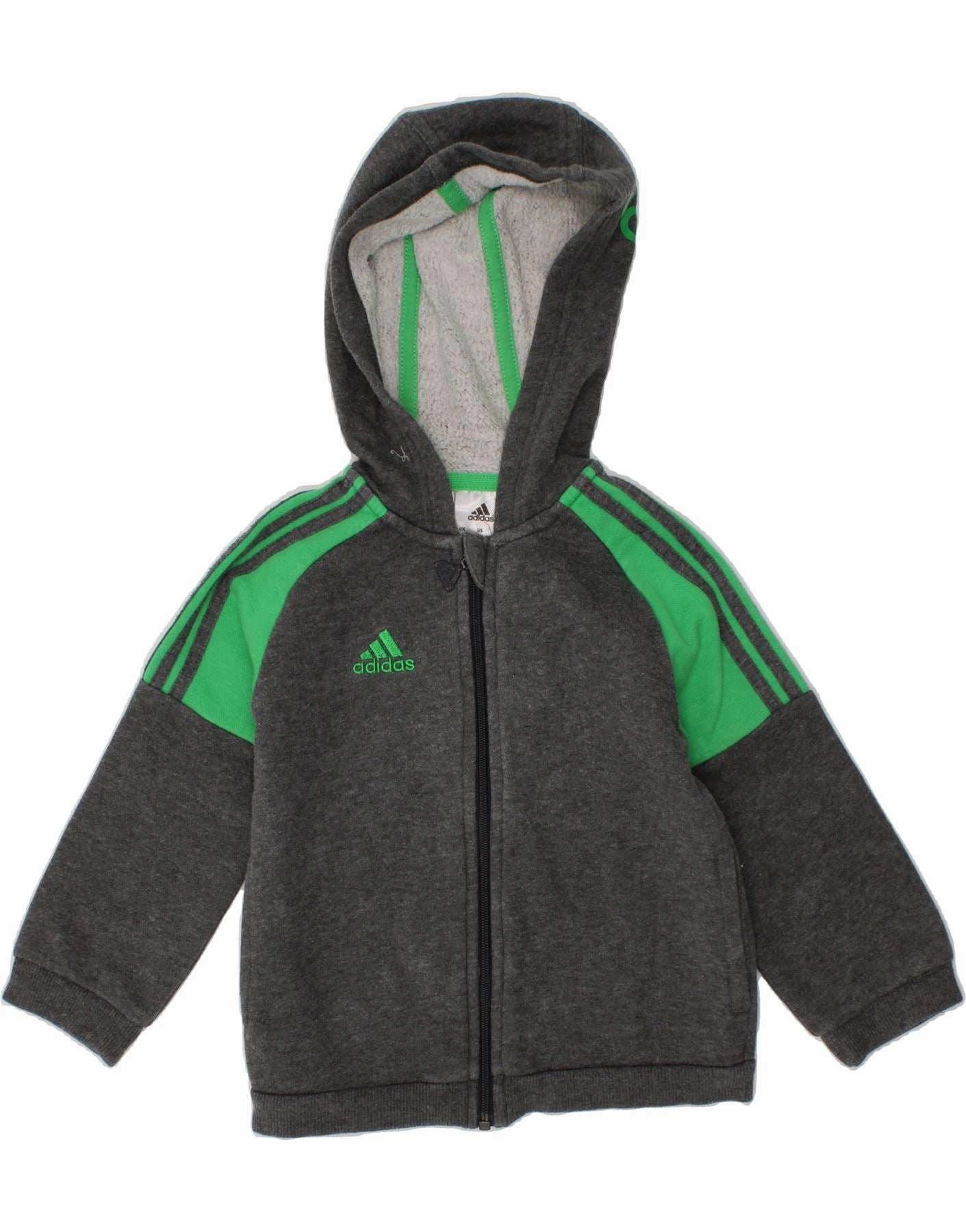 Mid layer ADIDAS Baby Boys Graphic Zip Hoodie Sweater 12-18 Months Grey Colourblock