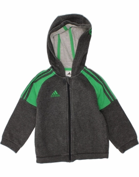 Mid layer ADIDAS Baby Boys Graphic Zip Hoodie Sweater 12-18 Months Grey Colourblock