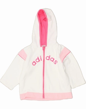 ADIDAS Baby Boys Graphic Zip Hoodie Sweater 18-24 Months White Cotton StaticFree Material