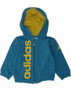 ADIDAS Baby Boys Graphic Zip Hoodie Sweater 6-9 Months Blue Cotton Perfect Layer