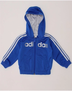 ADIDAS Baby Boys Graphic Zip Hoodie Sweater 6-9 Months Blue Polyester Weekend Classic Fall Comfort