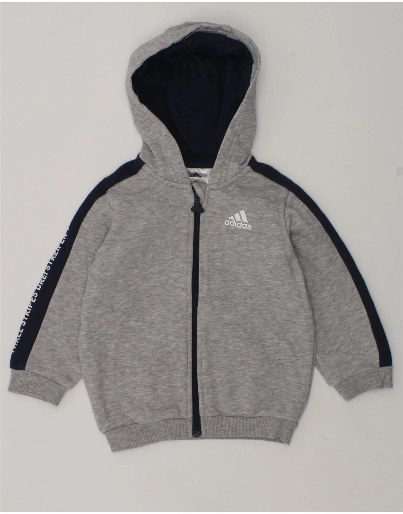 Breathable Yarn Shrink Resistant Process ADIDAS Baby Boys Graphic Zip Hoodie Sweater 9-12 Months Grey Colourblock