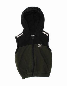 ADIDAS Baby Boys Graphic Zip Hoodie Sweater 9-12 Months Khaki Colourblock AntiStatic Yarn