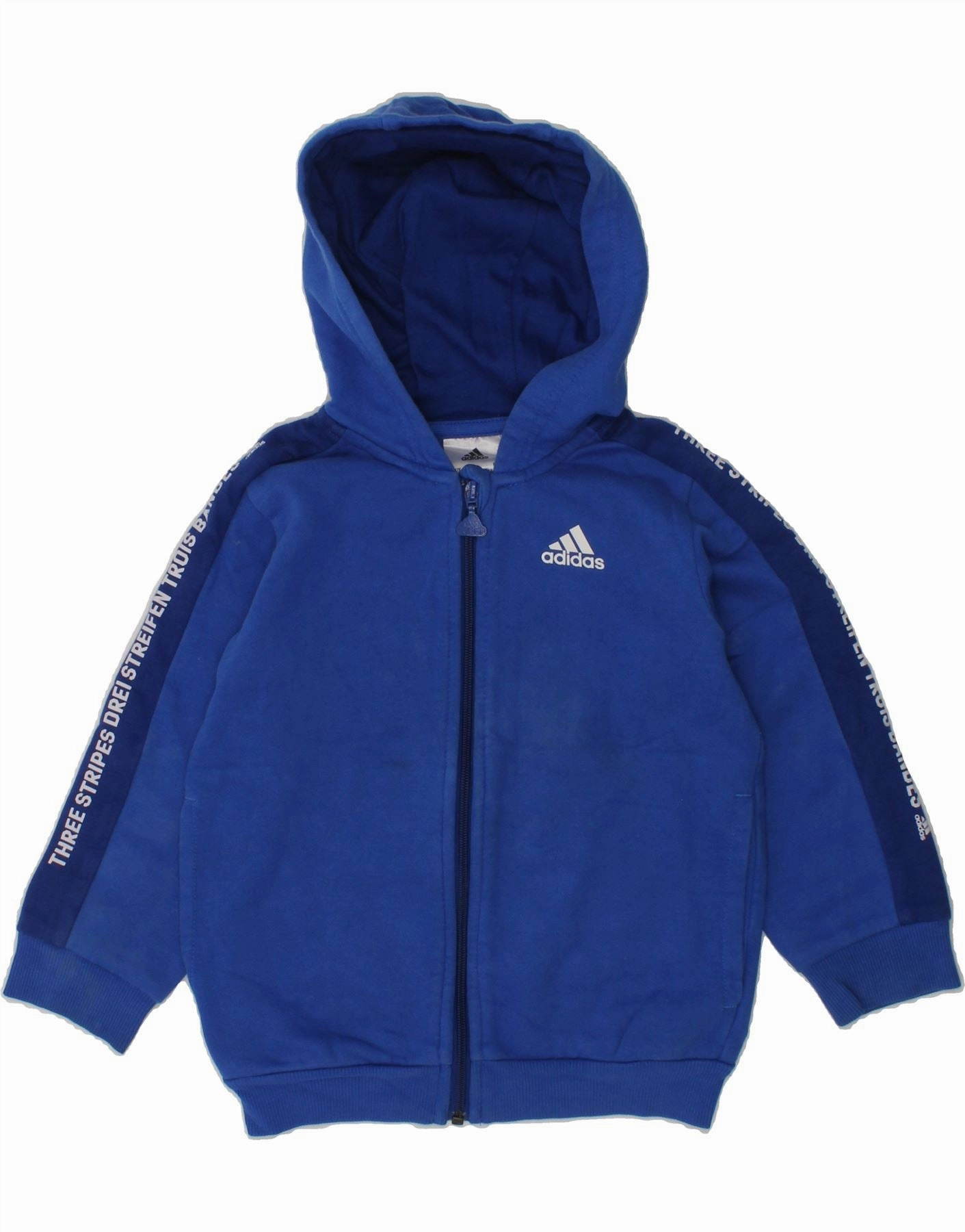 Cozy Design ADIDAS Baby Boys Graphic Zip Neck Jumper Sweater 18-24 Months Blue Cotton
