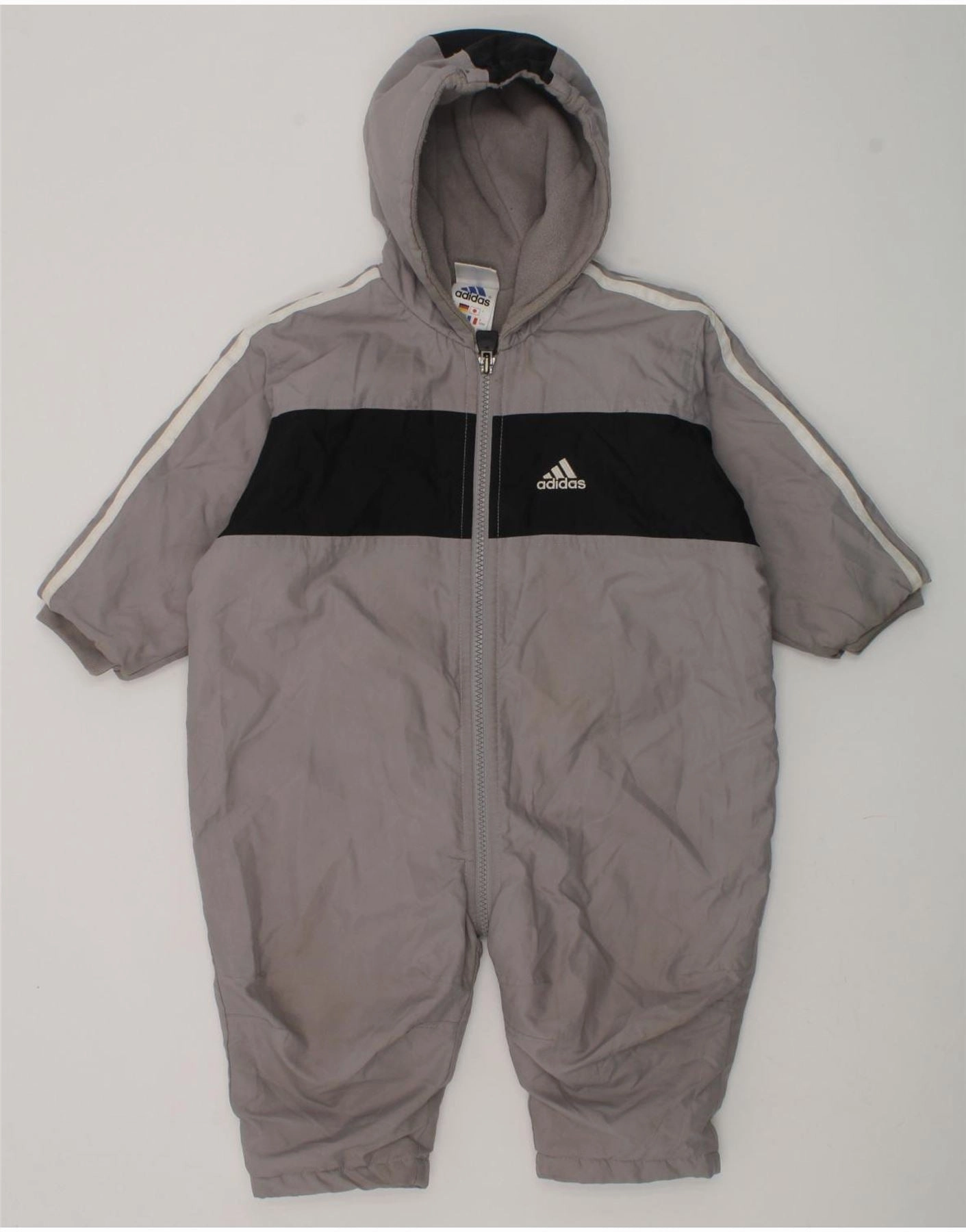 Sharp Guest Sporty Event ADIDAS Baby Boys Hooded Jumpsuit 6-9 Months Grey Colourblock Polyester
