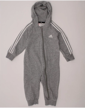 ADIDAS Baby Boys Hooded Long Sleeve Jumpsuit 12-18 Months Grey Cotton Minimal Boy Essential Family