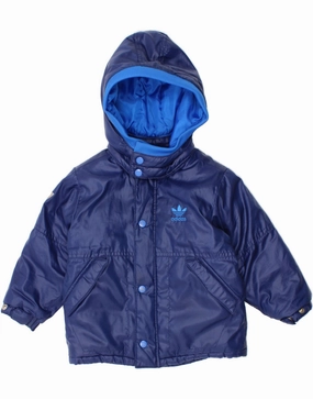 ADIDAS Baby Boys Hooded Padded Jacket 18-24 Months Blue Polyester Rank Imagine