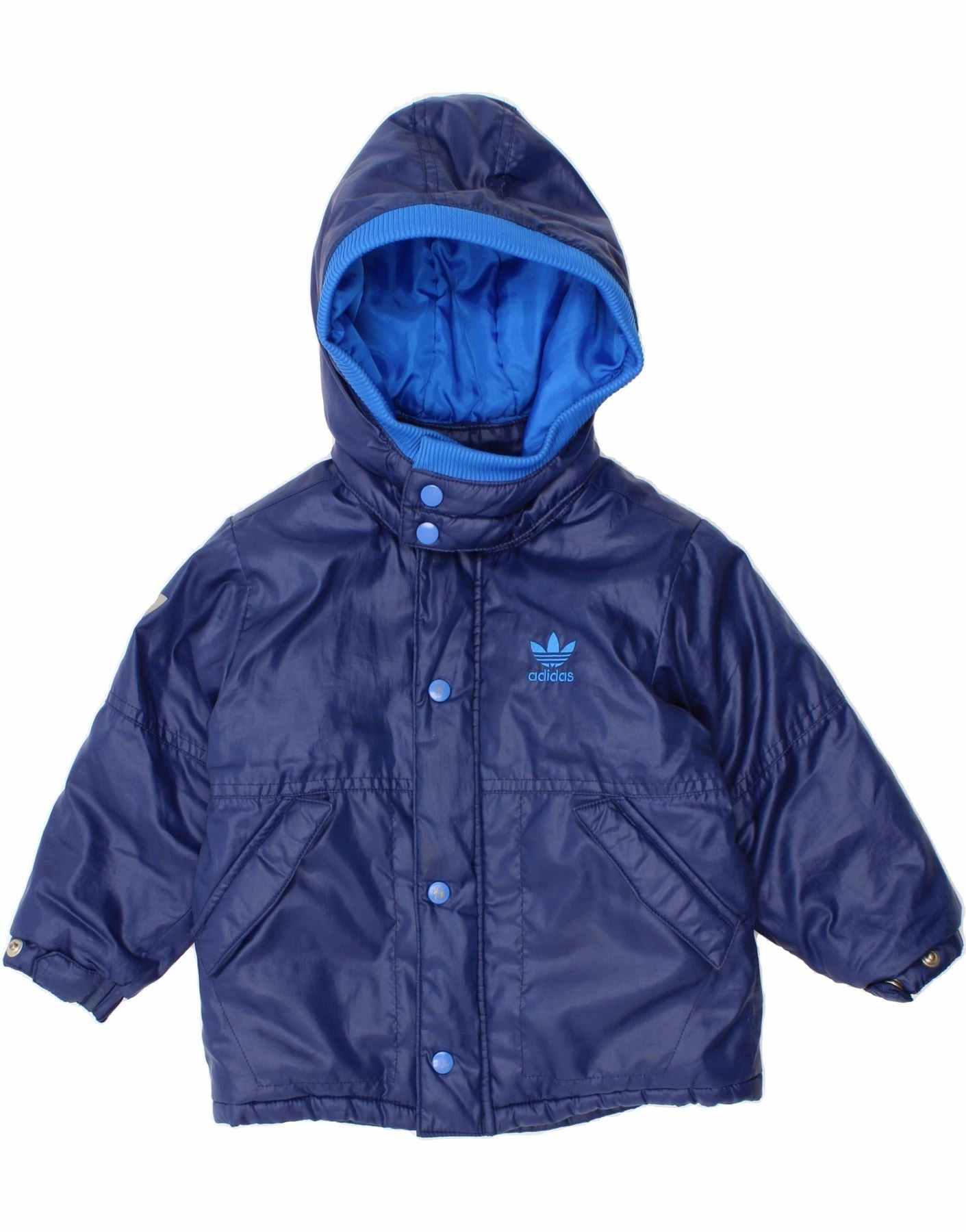 ADIDAS Baby Boys Hooded Padded Jacket 18-24 Months Blue Polyester Rank Imagine