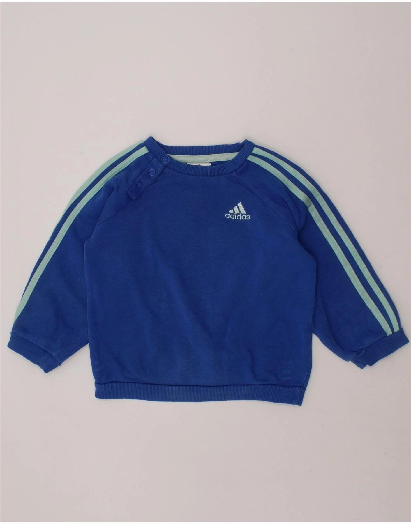 Simple Layer ADIDAS Baby Boys Sweatshirt Jumper 12-18 Months Blue Cotton