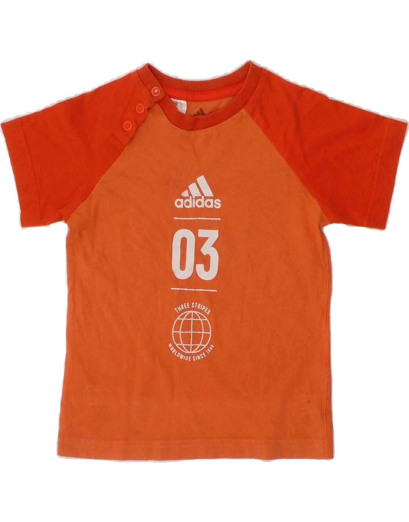 ADIDAS Baby Boys Three Stripes Graphic T-Shirt Top 12-18 Months Orange Vibrant color Versatile Piece