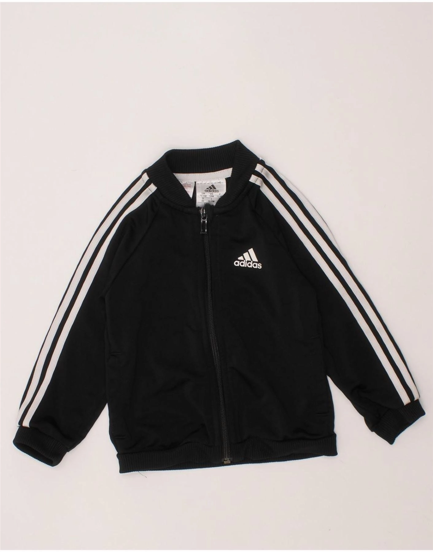 Bright Tones ADIDAS Baby Boys Tracksuit Top Jacket 12-18 Months Black Polyester