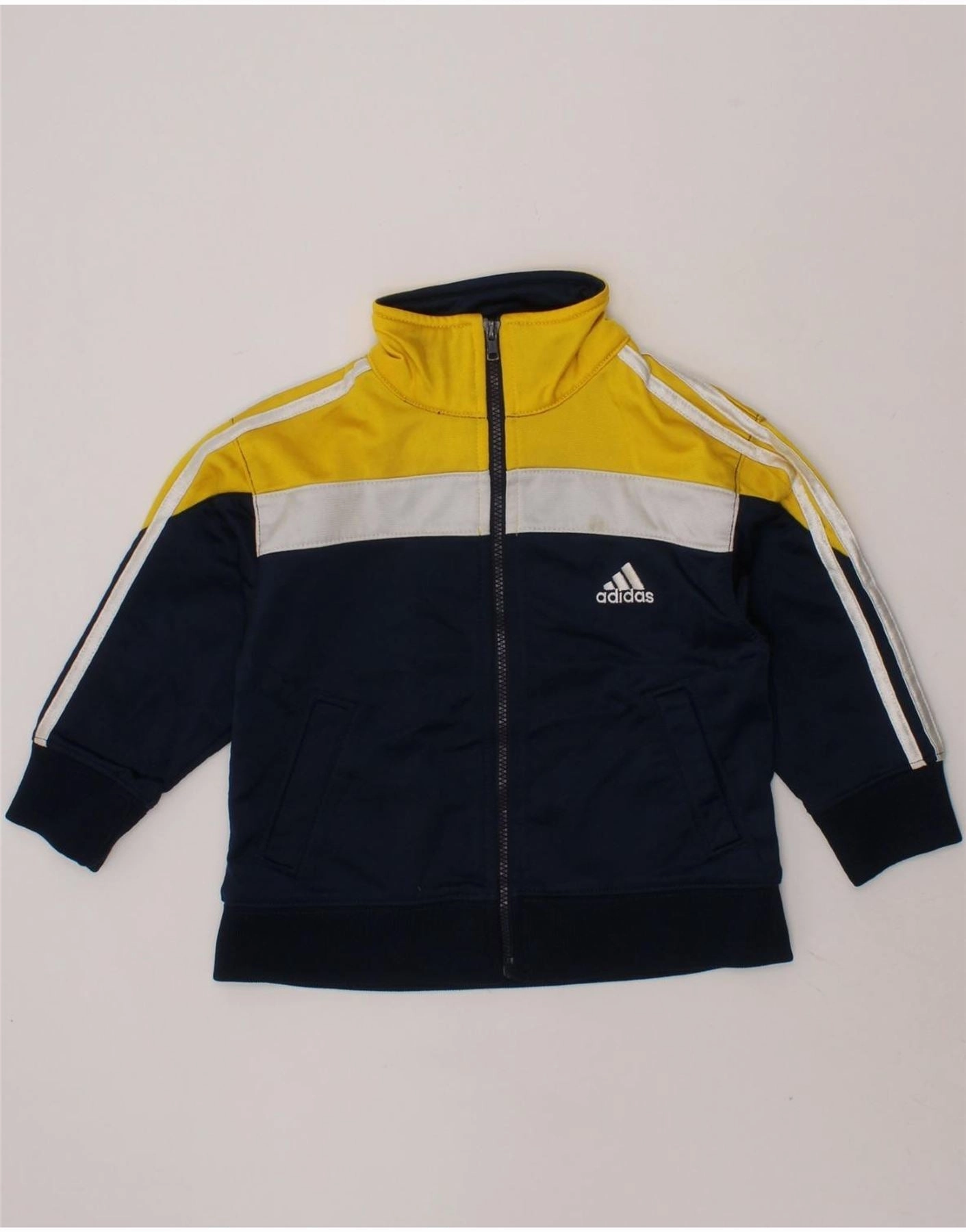 ADIDAS Baby Boys Tracksuit Top Jacket 12-18 Months Navy Blue Colourblock students