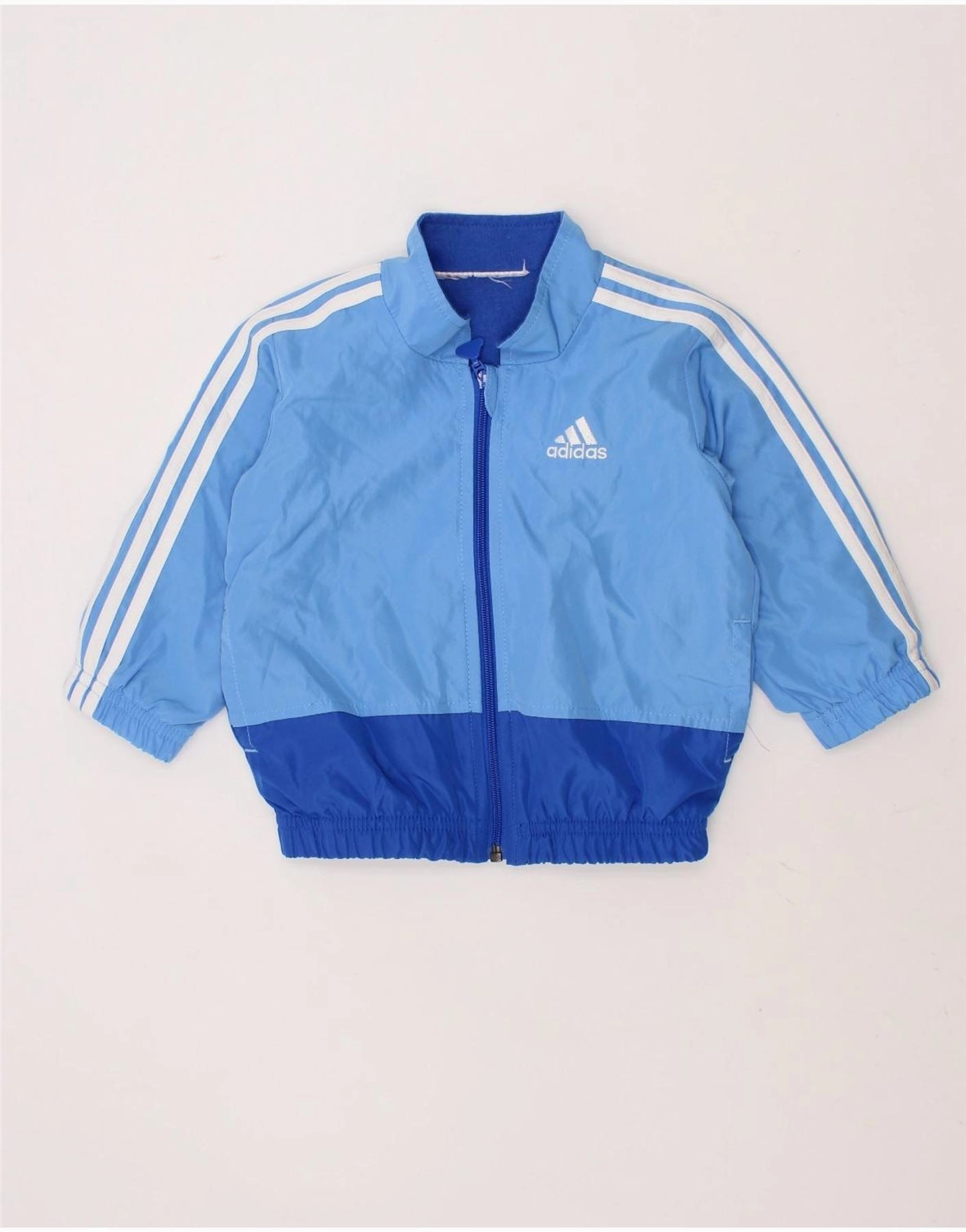 ADIDAS Baby Boys Tracksuit Top Jacket 18-24 Months Blue Colourblock Side Pockets Core Utility