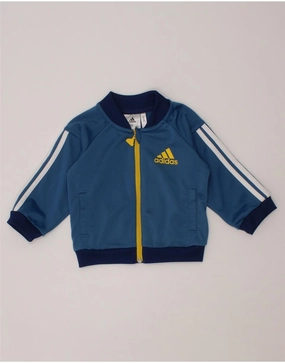ADIDAS Baby Boys Tracksuit Top Jacket 3-6 Months Blue Polyester Wardrobe
