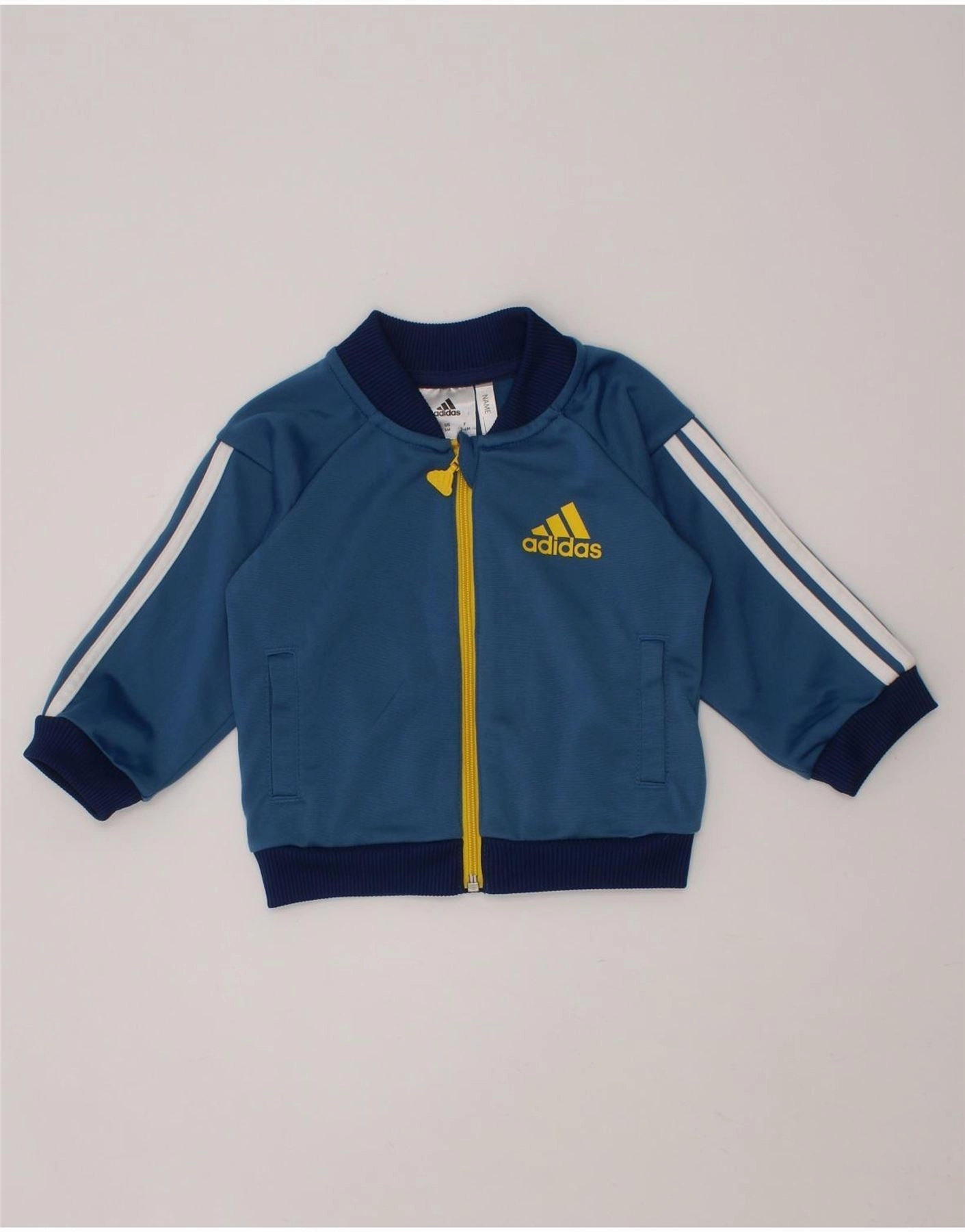 ADIDAS Baby Boys Tracksuit Top Jacket 3-6 Months Blue Polyester Wardrobe